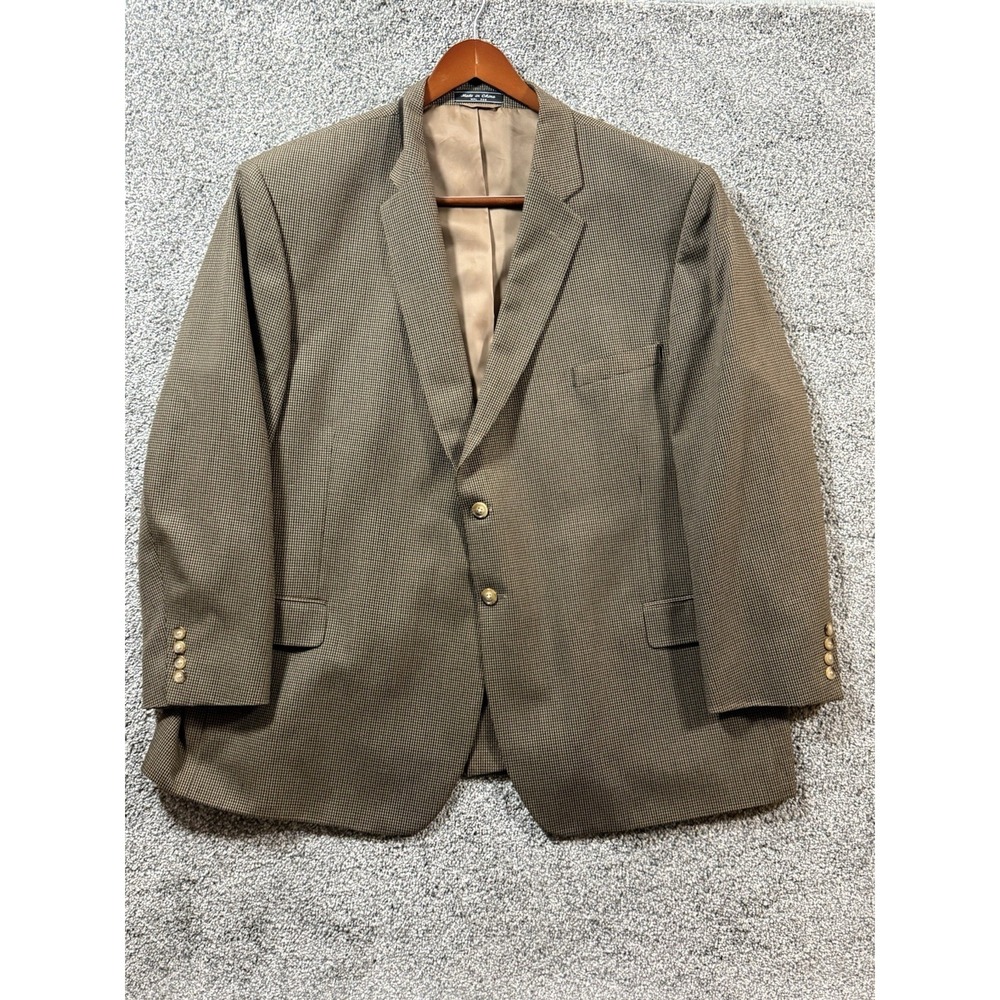 Bert Pulitzer Mens 54R Brown Houndstooth Sport Coat Blazer 2 Button
